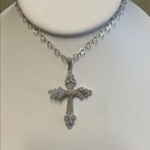 Elegant Silver Cross Pendant Necklace